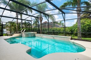 Indoor pool, outdoor pool, pool loungers