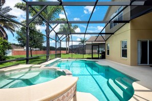 Indoor pool, outdoor pool, pool loungers