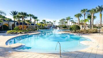 Indoor pool, outdoor pool, pool loungers