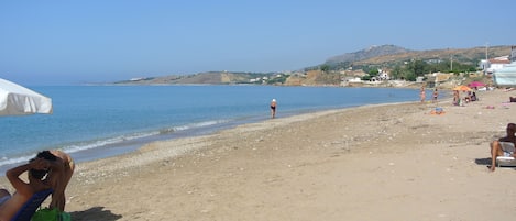 Beach nearby, sun-loungers, beach umbrellas, fishing