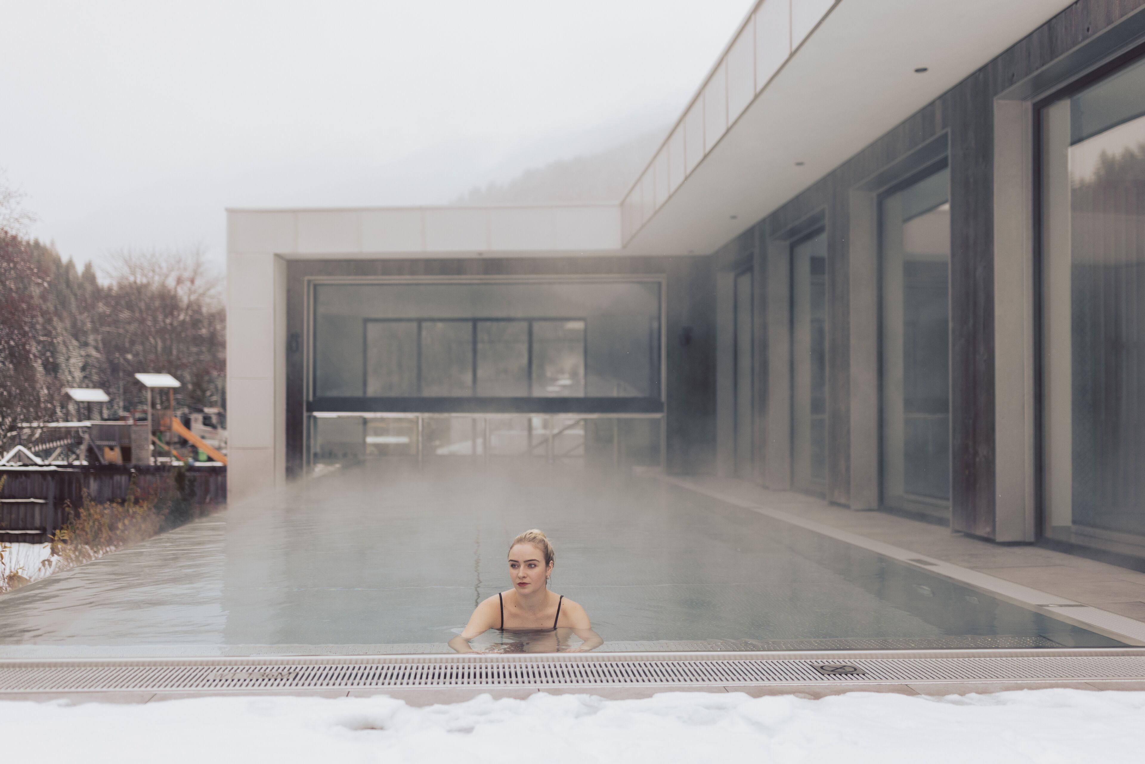 indoor pool, outdoor pool, pool loungers