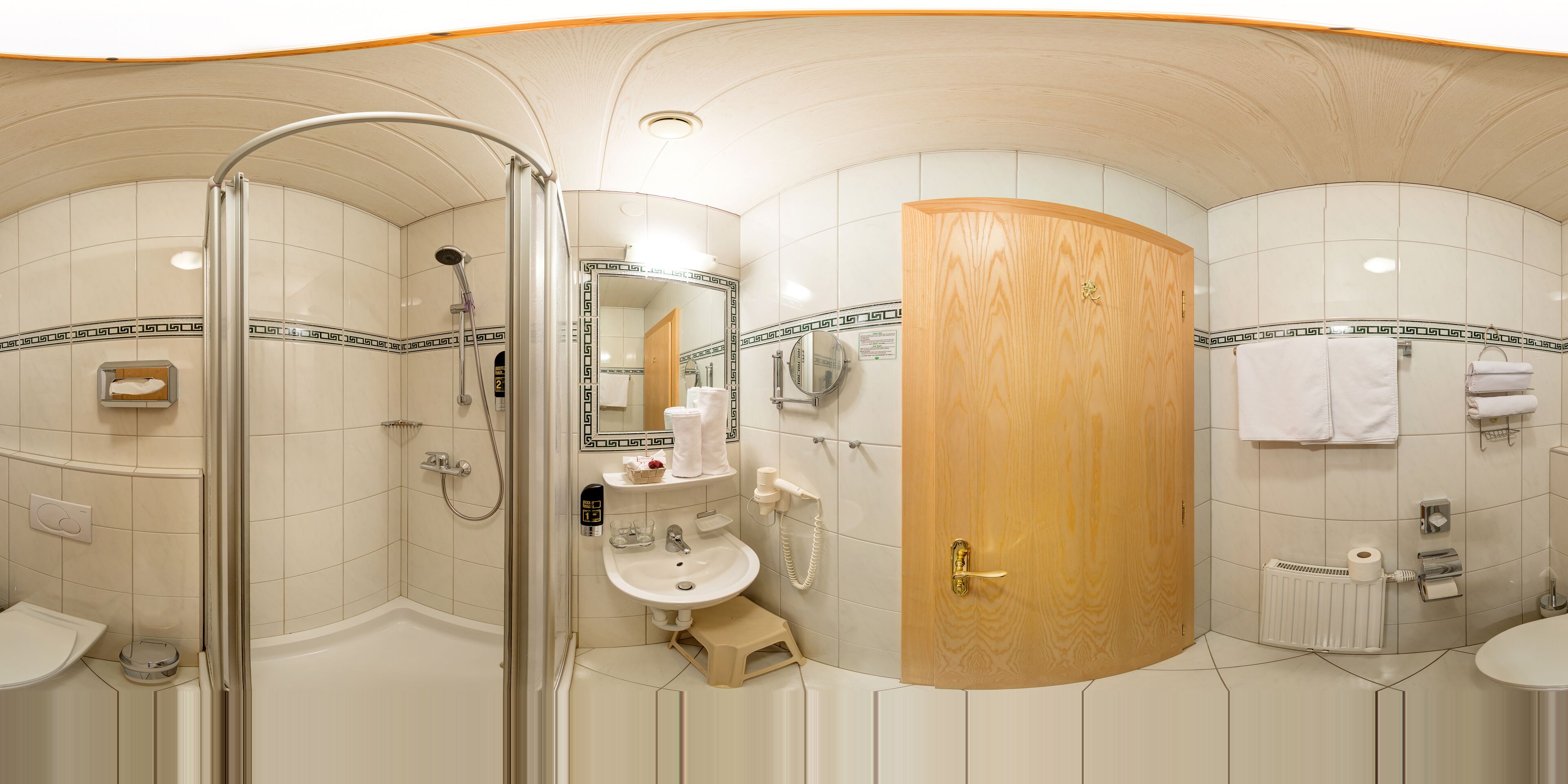 double room | bathroom | shower, free toiletries, hair dryer, bathrobes