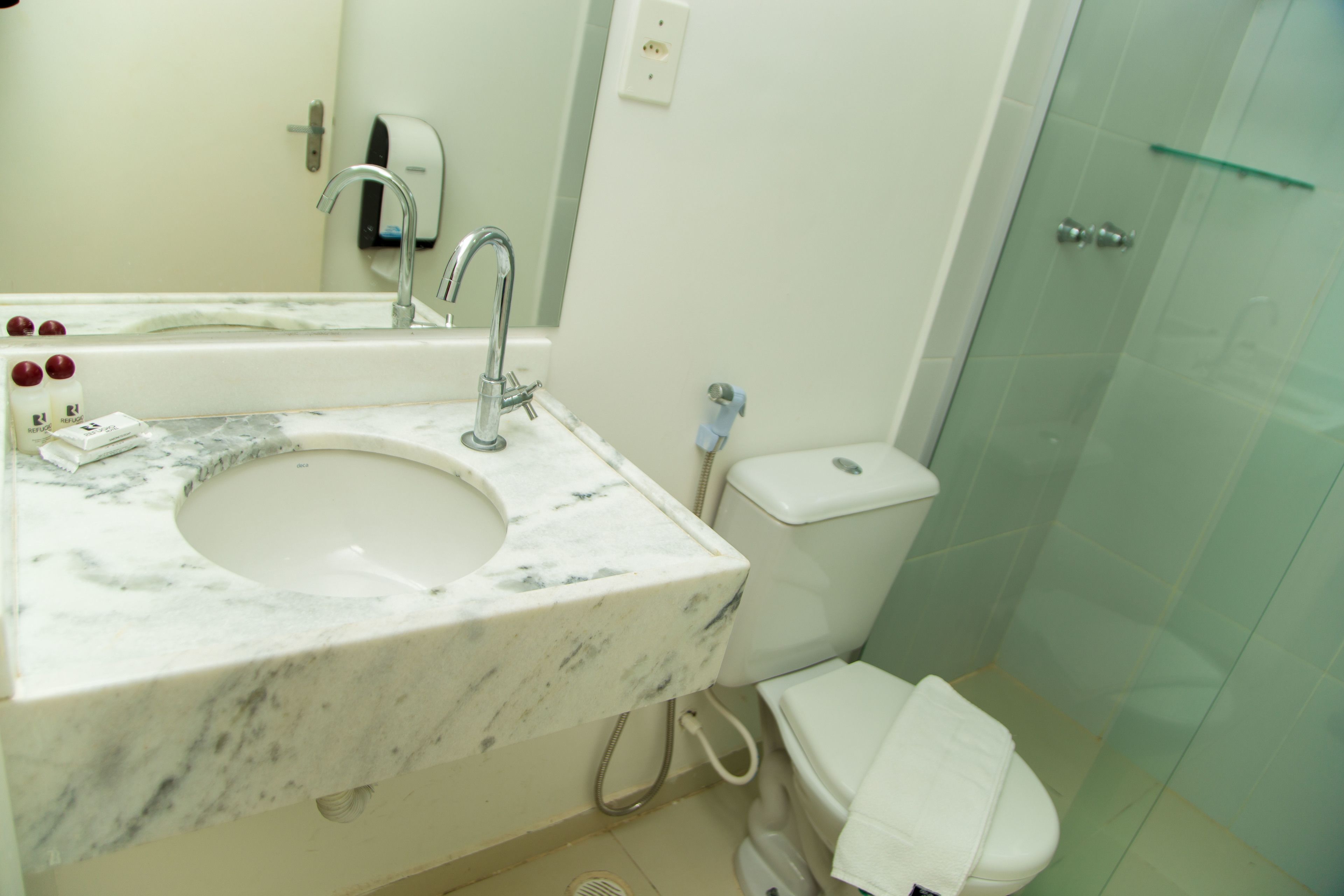basic triple room | bathroom | shower, free toiletries, hair dryer, towels