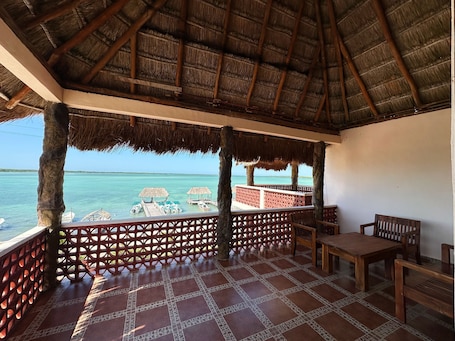 Basic Room, 2 Double Beds, Lake View | Terrace/patio