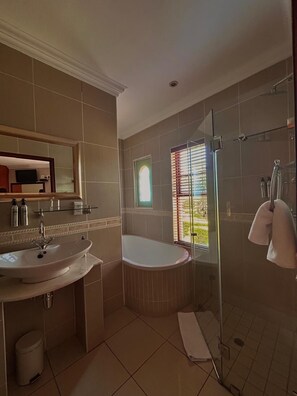 Luxury-Zimmer (2) | Badezimmer | Dusche, kostenlose Toilettenartikel, Haartrockner, Bademäntel