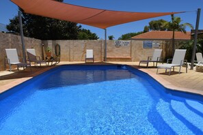 Outdoor pool, sun loungers