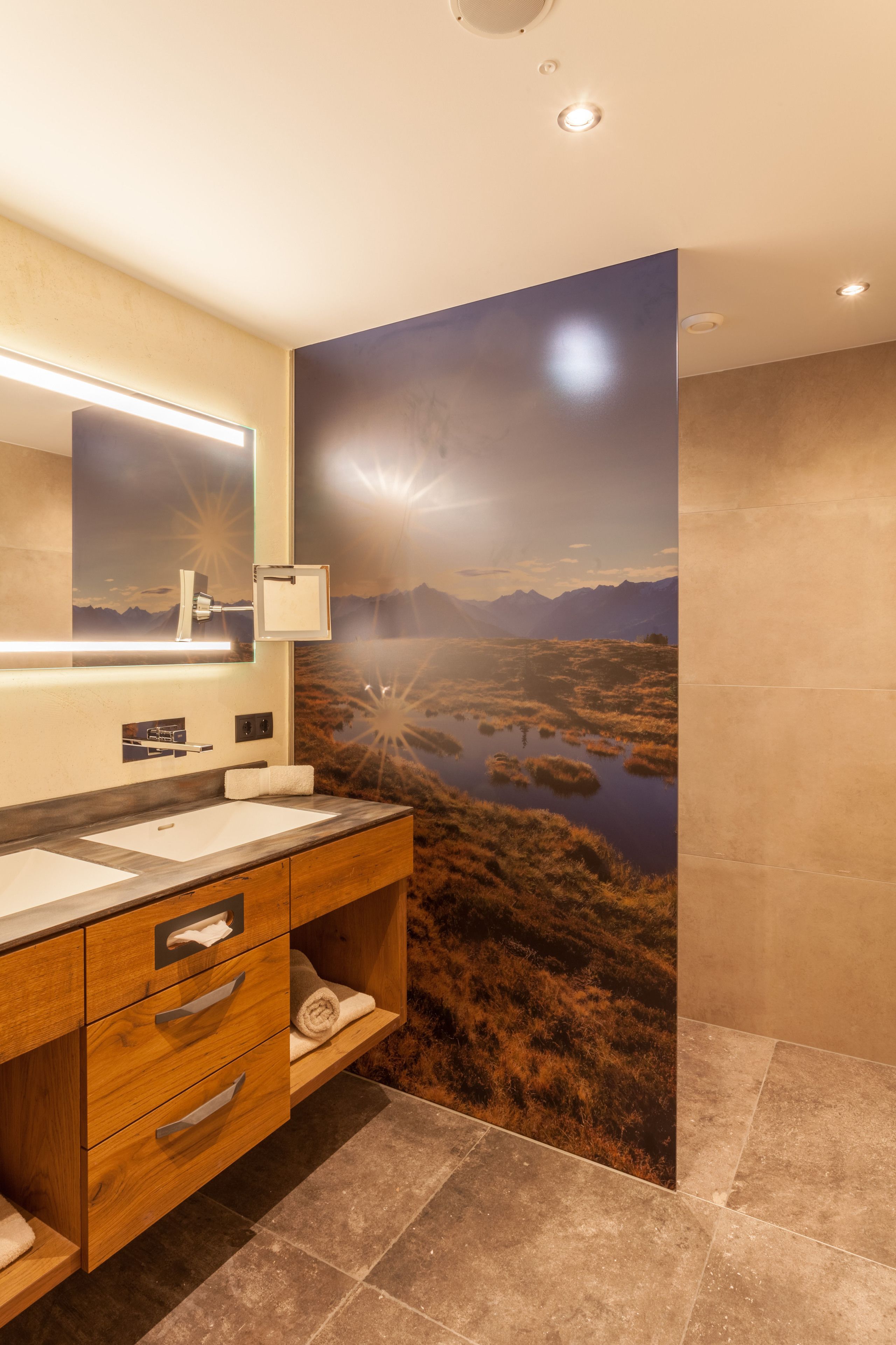 deluxe suite, 1 king bed with sofa bed, allergy friendly, mountain view | bathroom | free toiletries, hair dryer, bathrobes, slippers