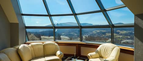 Appartement Panoramique, 1 chambre, vue montagne, cÎté montagne | Coin séjour
