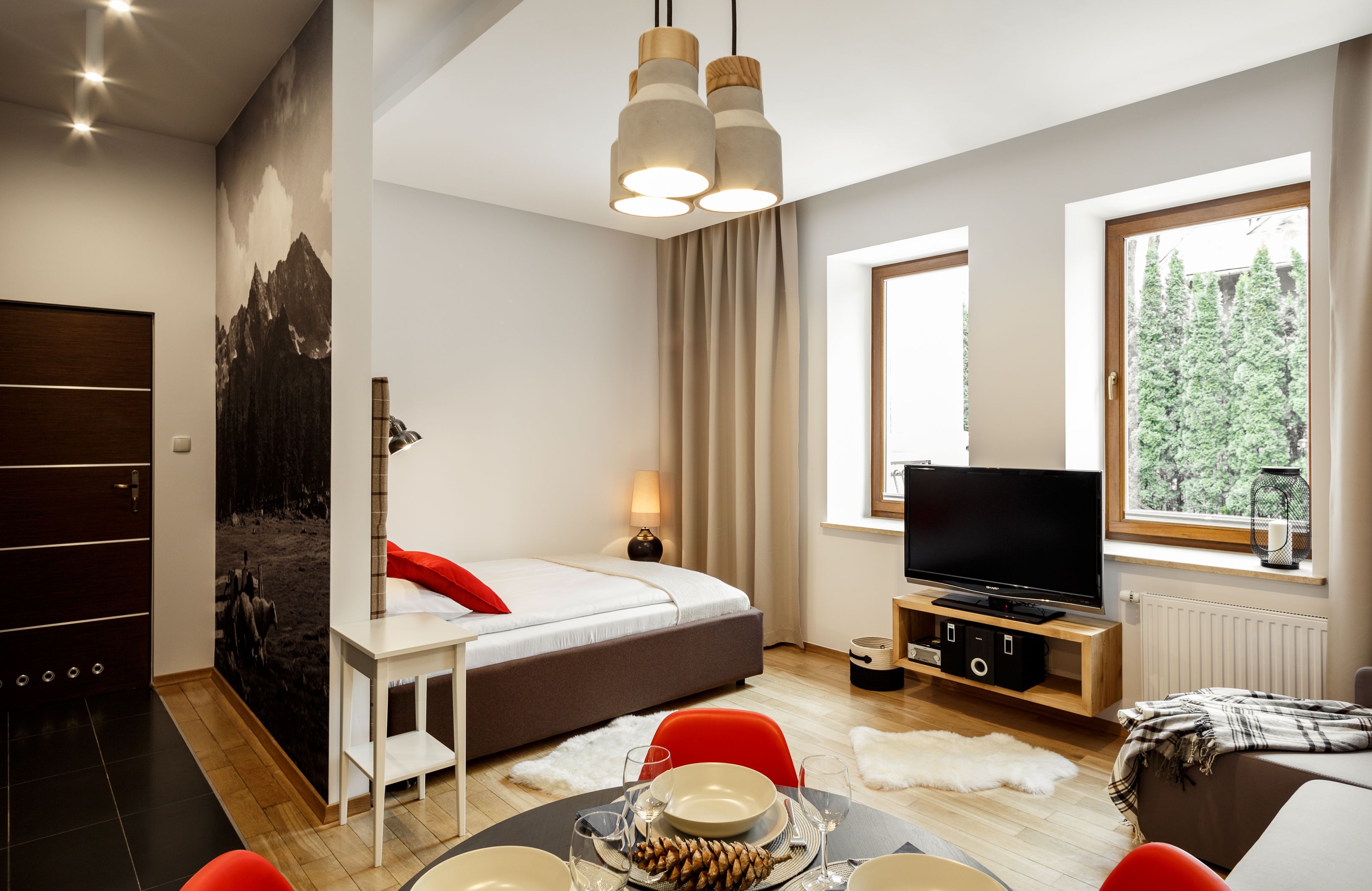 아파트 (Radowid 3) | 각각 다른 스타일의 인테리어, 각각 다르게 가구 비치, 다리미/다리미판, 무료 WiFi