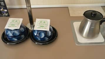 Fridge, shared microwave, electric kettle