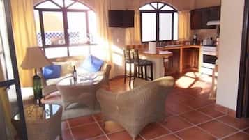 Flat-screen TV, DVD player