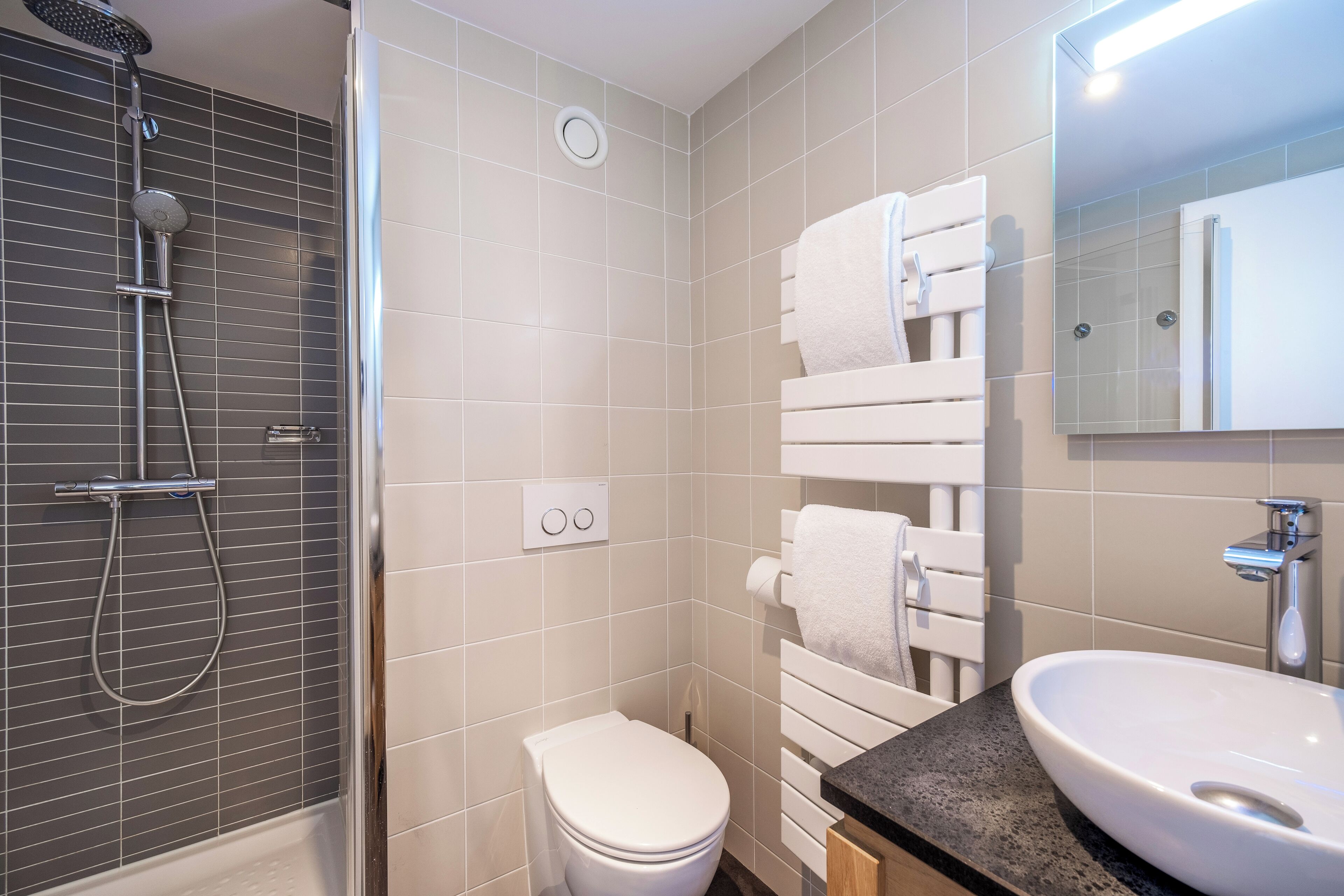 standard room, 1 queen bed, courtyard view | bathroom | free toiletries, hair dryer, towels