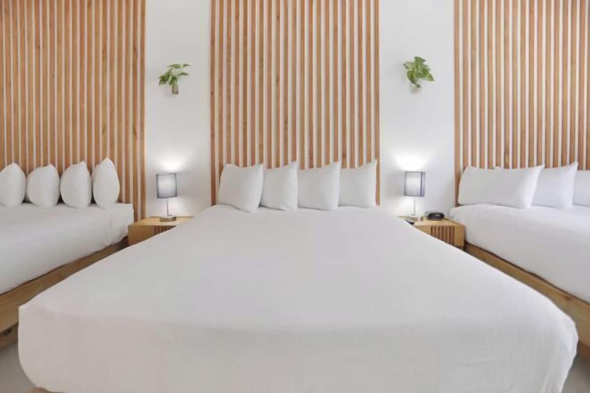 1 soveværelse, dundyner, pengeskab på værelset, lydisolering