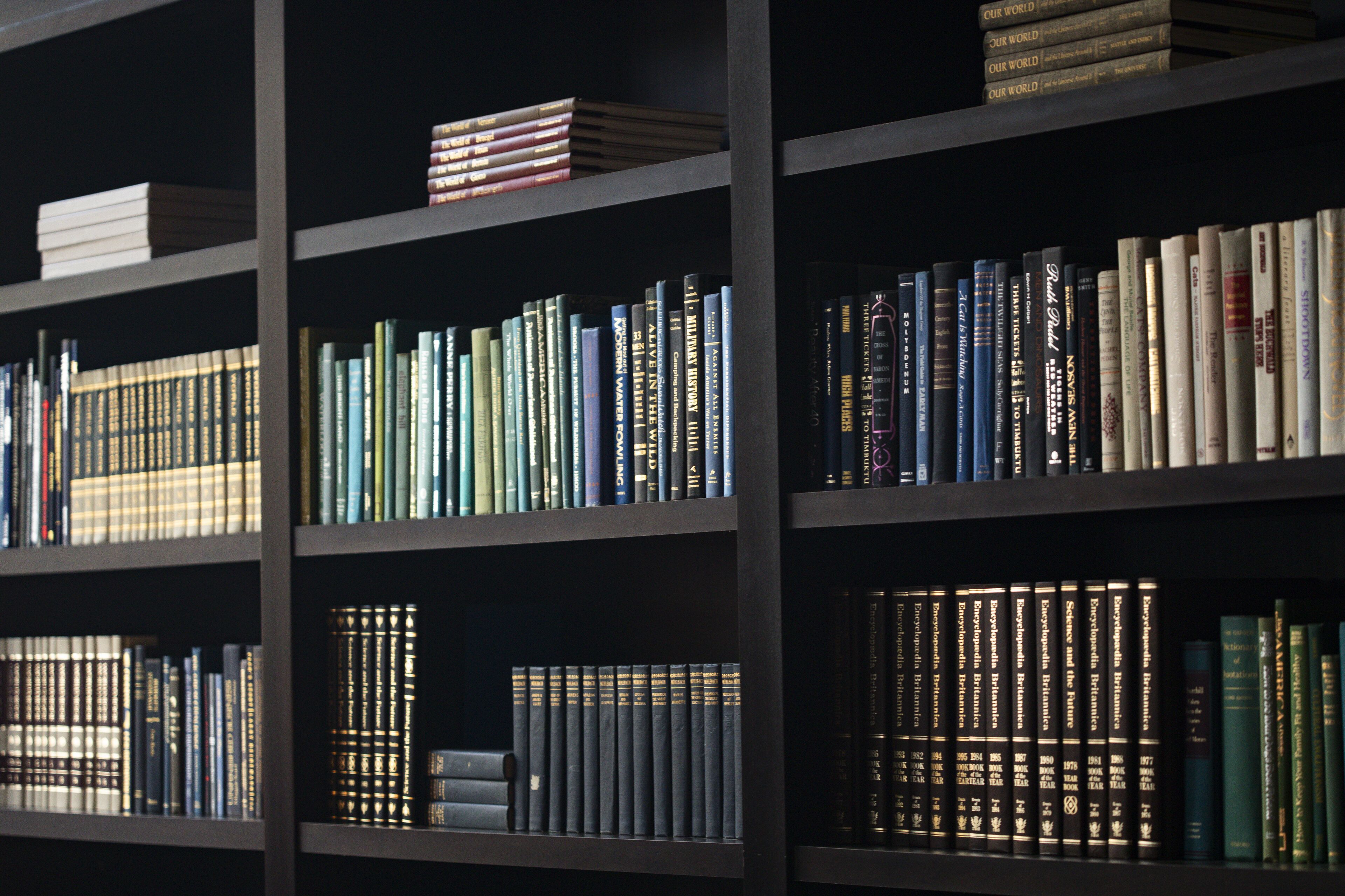 Una estantería con varios libros.