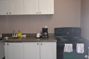 Fridge, microwave, coffee/tea maker
