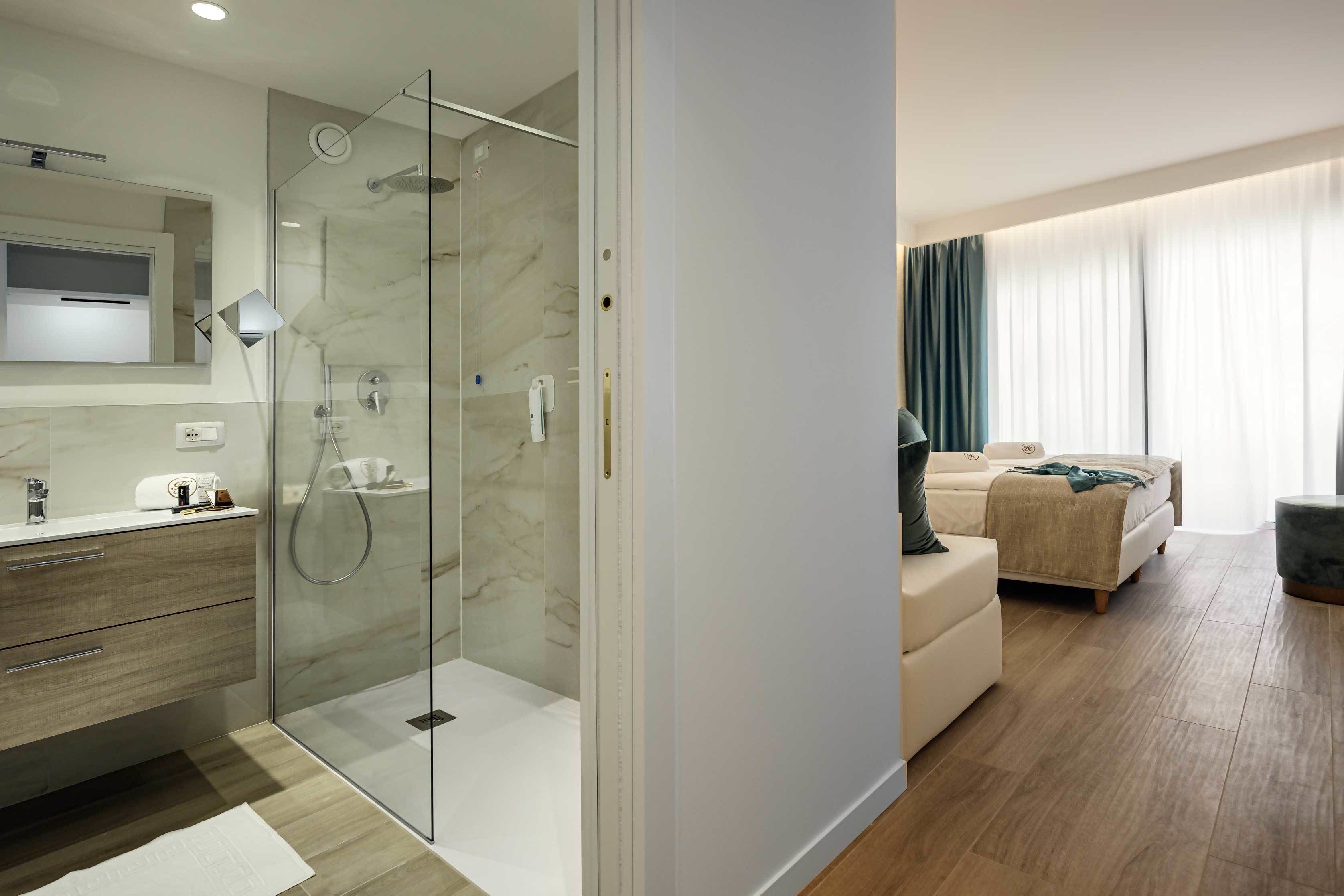 shower, free toiletries, hair dryer, slippers