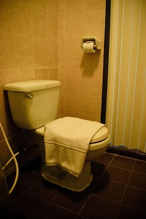 Shower, perlengkapan mandi gratis, pengering rambut, dan handuk