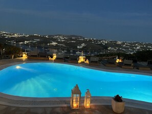 Seasonal outdoor pool, open 8:30 AM to 8:30 PM, pool umbrellas - Navy Blue Suites (Mykonos)