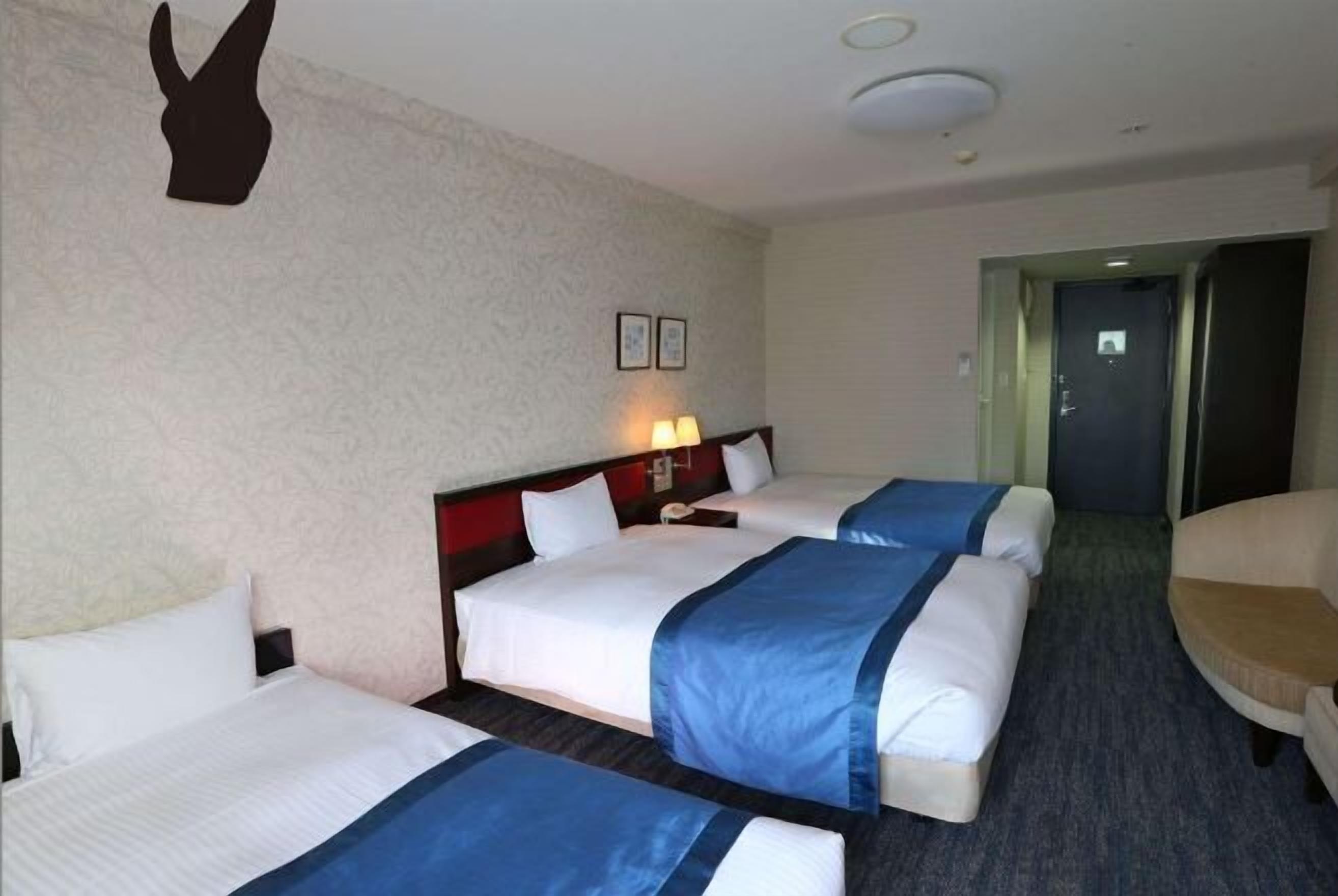 Down duvets, desk, blackout curtains, iron/ironing board