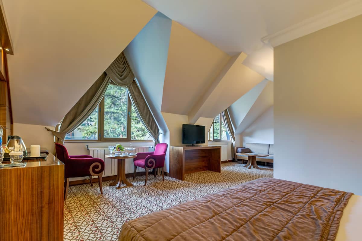 Habitación Deluxe, 1 cama Queen size, junto a la montaña | Minibar, caja de seguridad en la habitación, wifi gratis y ropa de cama