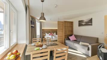 Comfort Apartment, 1 Bedroom, Balcony, Mountain View | Living area | 90-cm flat-screen TV with satellite channels, TV