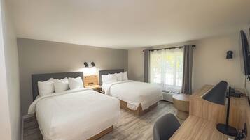 Standard Room, 2 Double Beds, Non Smoking | Desk, iron/ironing board, free WiFi, bed sheets