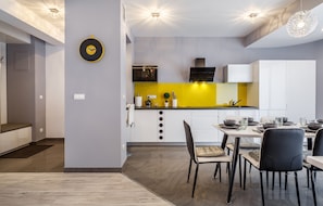 Apartment (Polana 5 SPA) | Private kitchen | Fridge, stovetop, electric kettle, cookware/dishes/utensils
