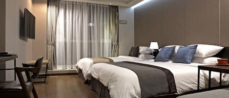 In-room safe, desk, laptop workspace, blackout drapes