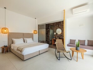 Superior Double or Twin Room, Sea View | Minibar, in-room safe, desk, laptop workspace - Ftelia Bay Boutique Hotel Mykonos (Mykonos)