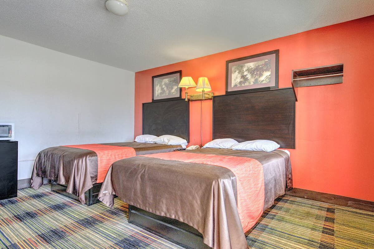 Room, 2 Double Beds, Non Smoking | Desk, bed sheets