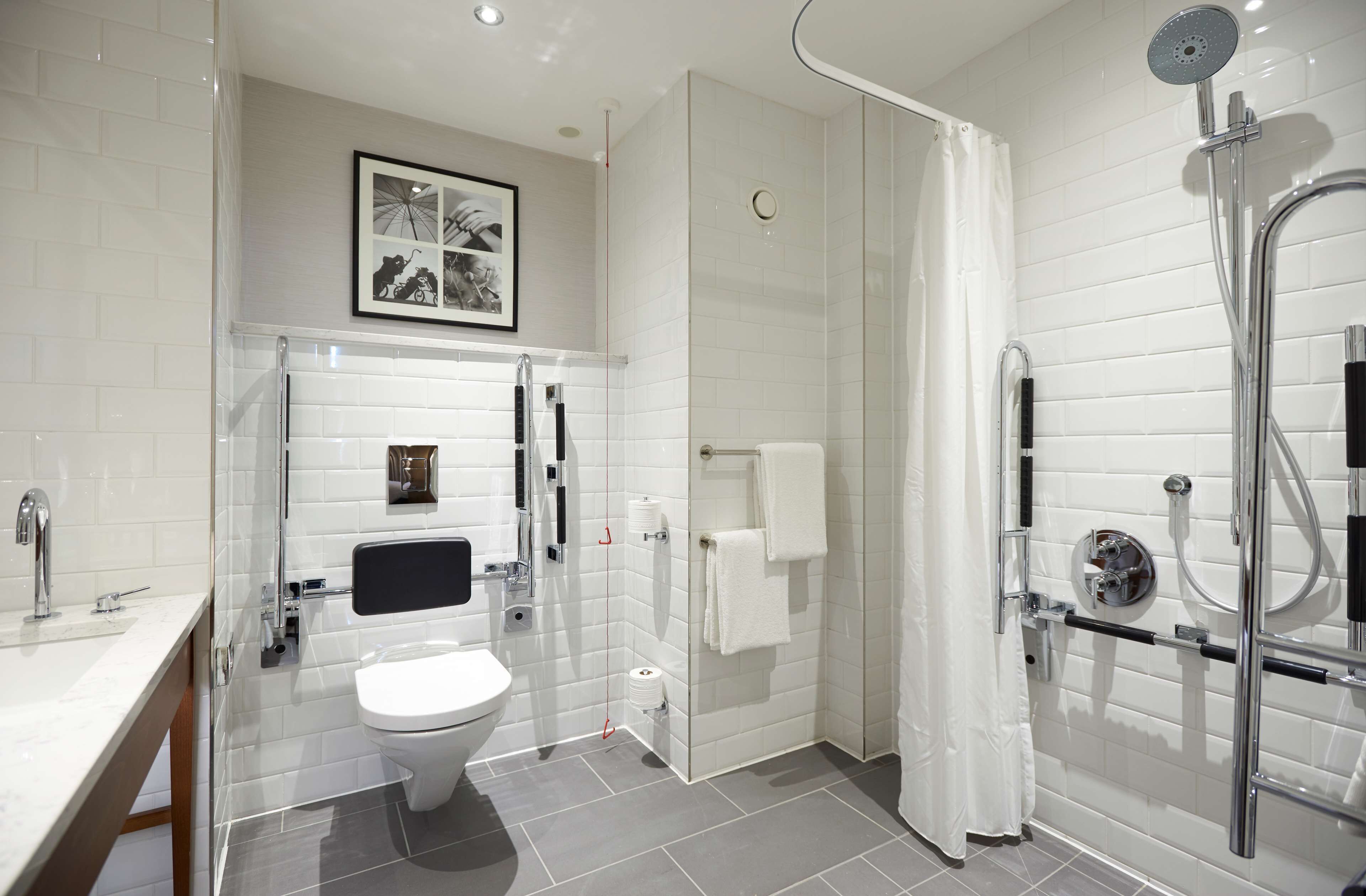 room, 1 queen bed, accessible, non smoking | bathroom | shower, free toiletries, hair dryer, towels