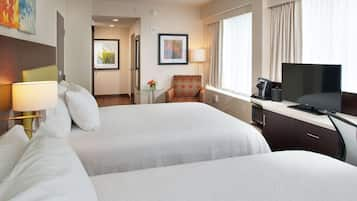 Room, 2 Queen Beds, Non Smoking, Corner | Premium bedding, down comforters, in-room safe, laptop workspace