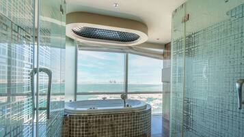 Royal Suite | Bathroom | Designer toiletries, hair dryer, bathrobes, slippers