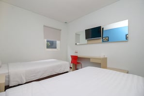 Desk, free WiFi, bed sheets