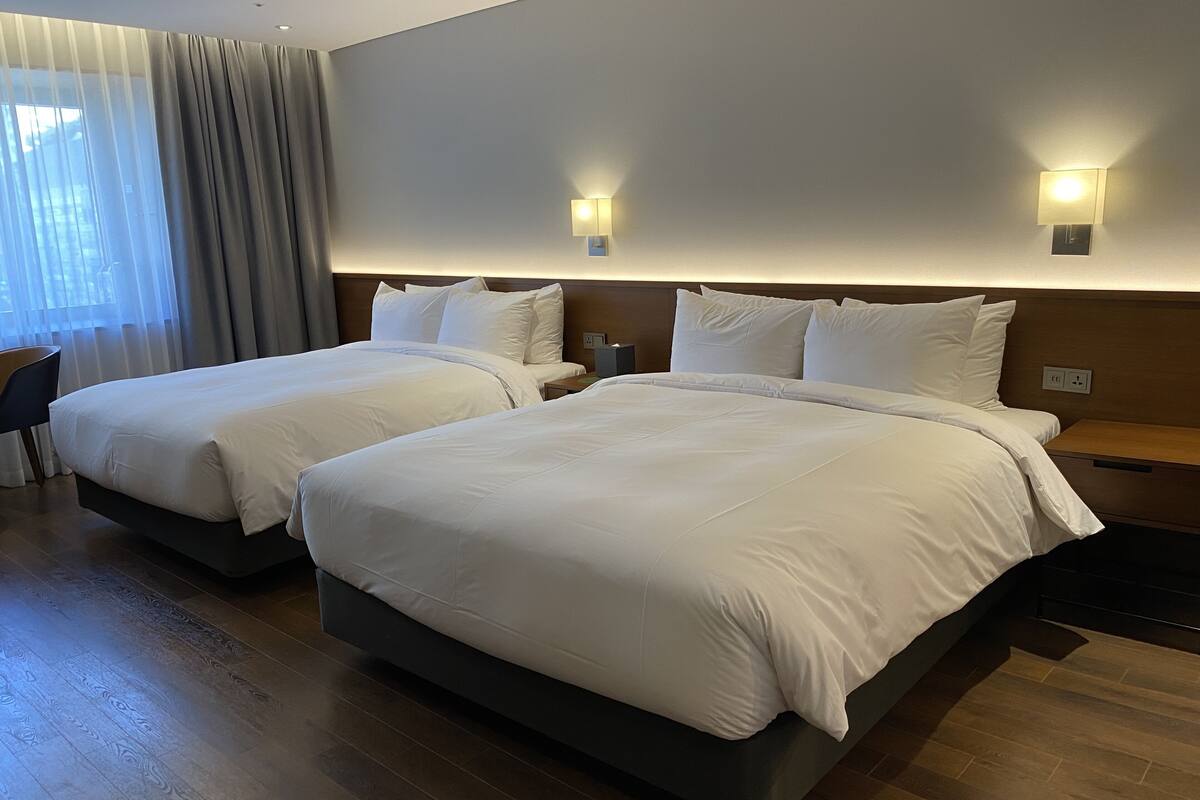 family room, 2 double beds | 1 bedroom, desk, soundproofing, iron/ironing board