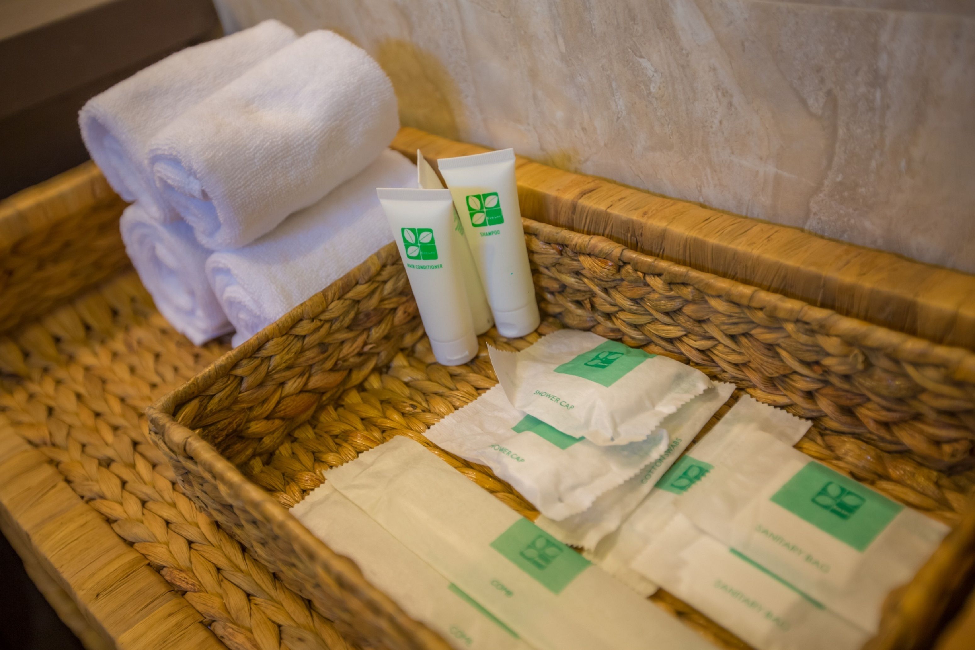 free toiletries, hair dryer, bathrobes, slippers