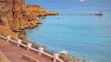 Private beach, sun loungers, beach umbrellas, beach towels