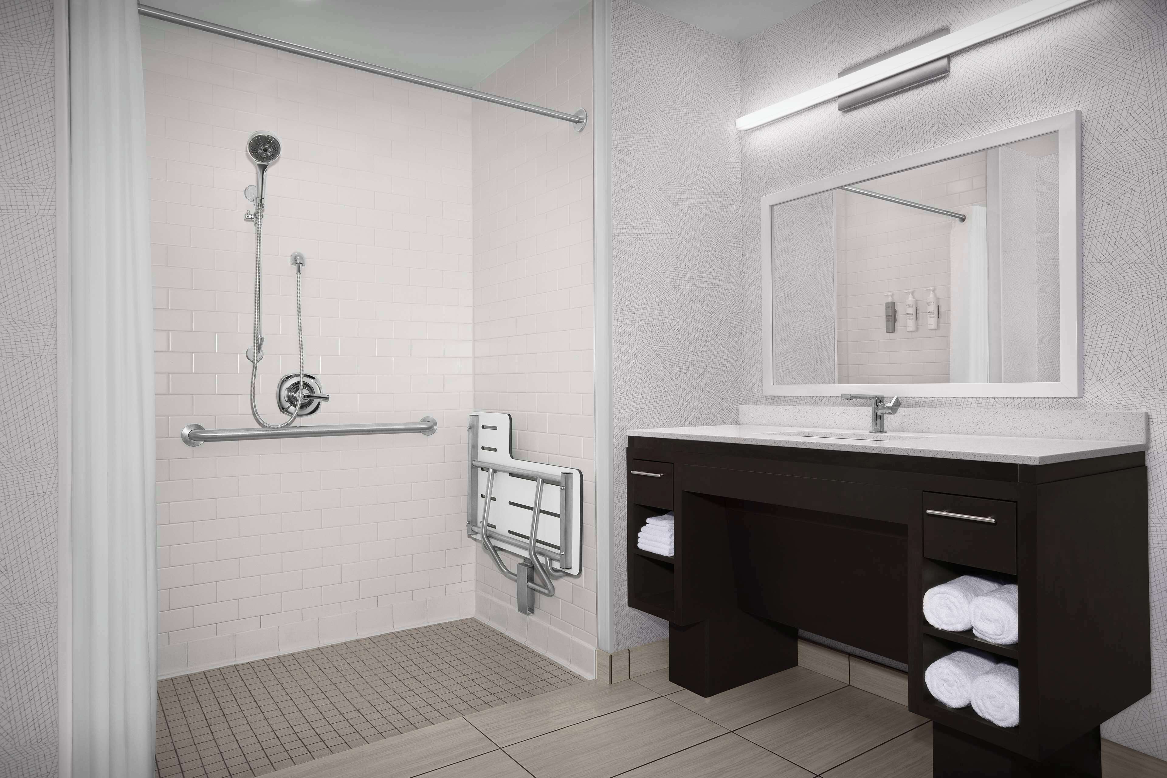suite, 1 king bed, accessible, non smoking (roll-in shower) | bathroom shower