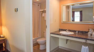 Ensemble baignoire-douche, articles de toilette (gratuits)