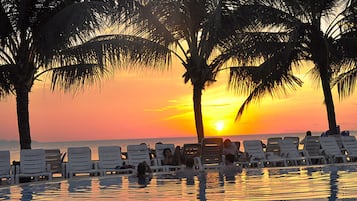 Outdoor pool, sun loungers