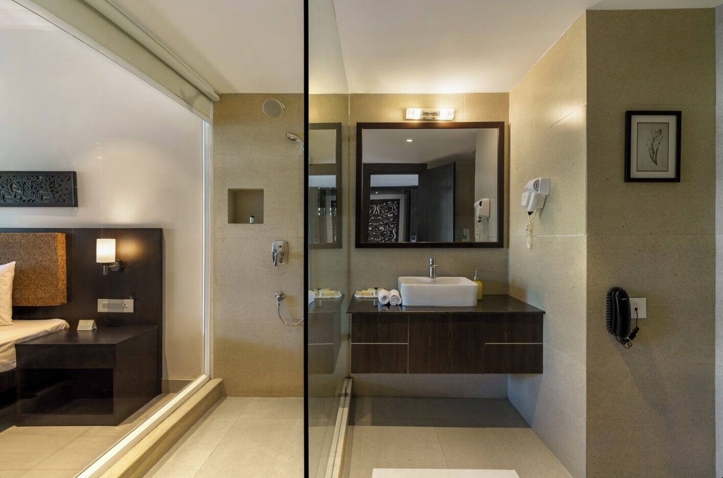 shower, rainfall showerhead, free toiletries, hair dryer