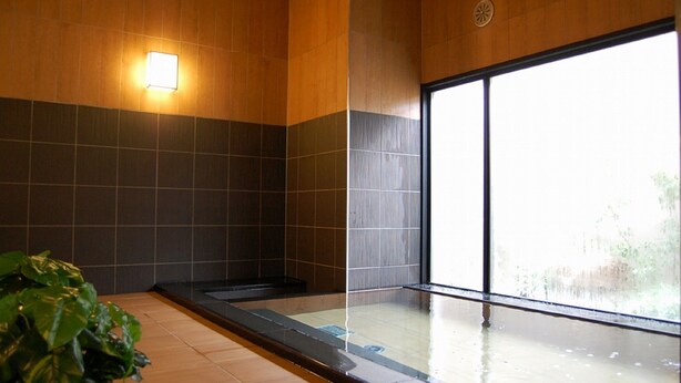 Une salle de bain moderne avec une grande fenêtre, un luminaire fixé au mur et une plante en pot.