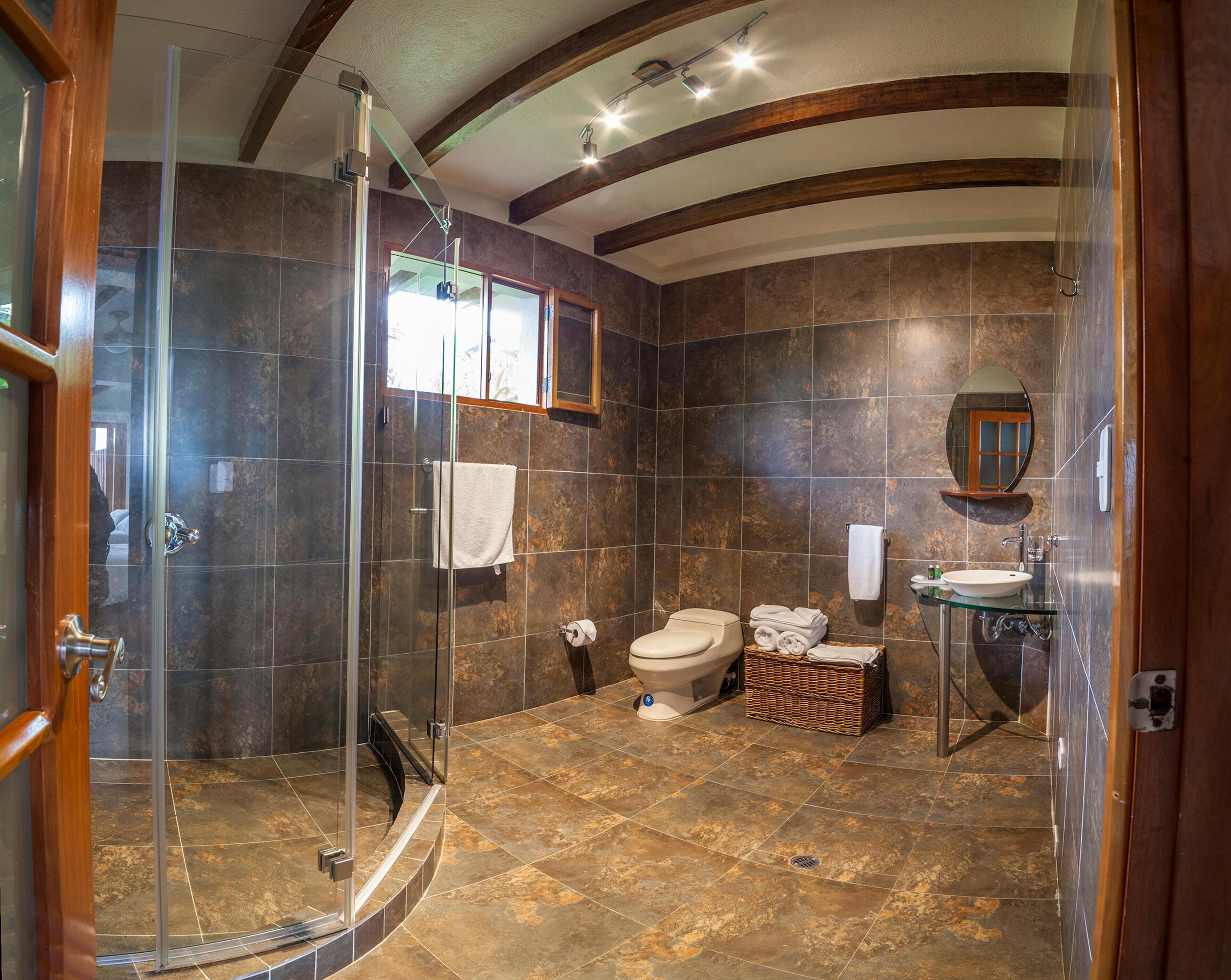 Towels, soap, shampoo, toilet paper