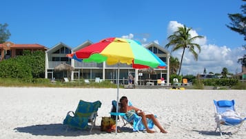 On the beach, white sand