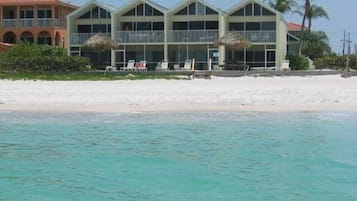 On the beach, white sand