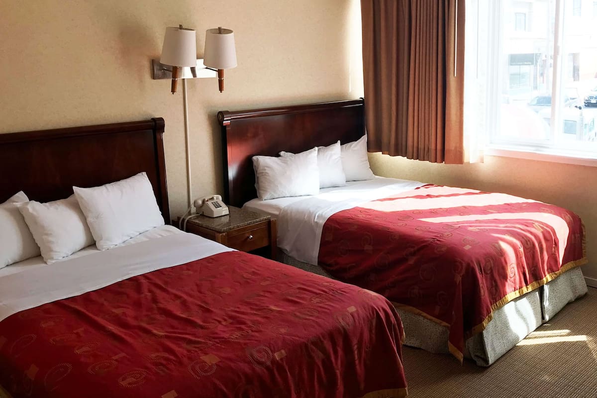 Room, 2 Double Beds, Accessible, Non Smoking | Laptop workspace, blackout curtains, iron/ironing board, free WiFi