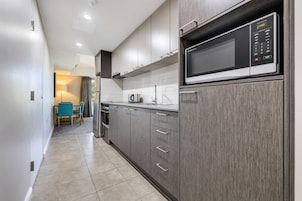 Microwave, stovetop, electric kettle, toaster