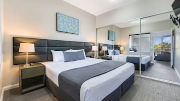 In-room safe, desk, laptop workspace, blackout curtains