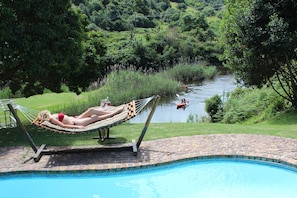 Outdoor pool, pool loungers - Blackwaters River Lodge (Knysna)