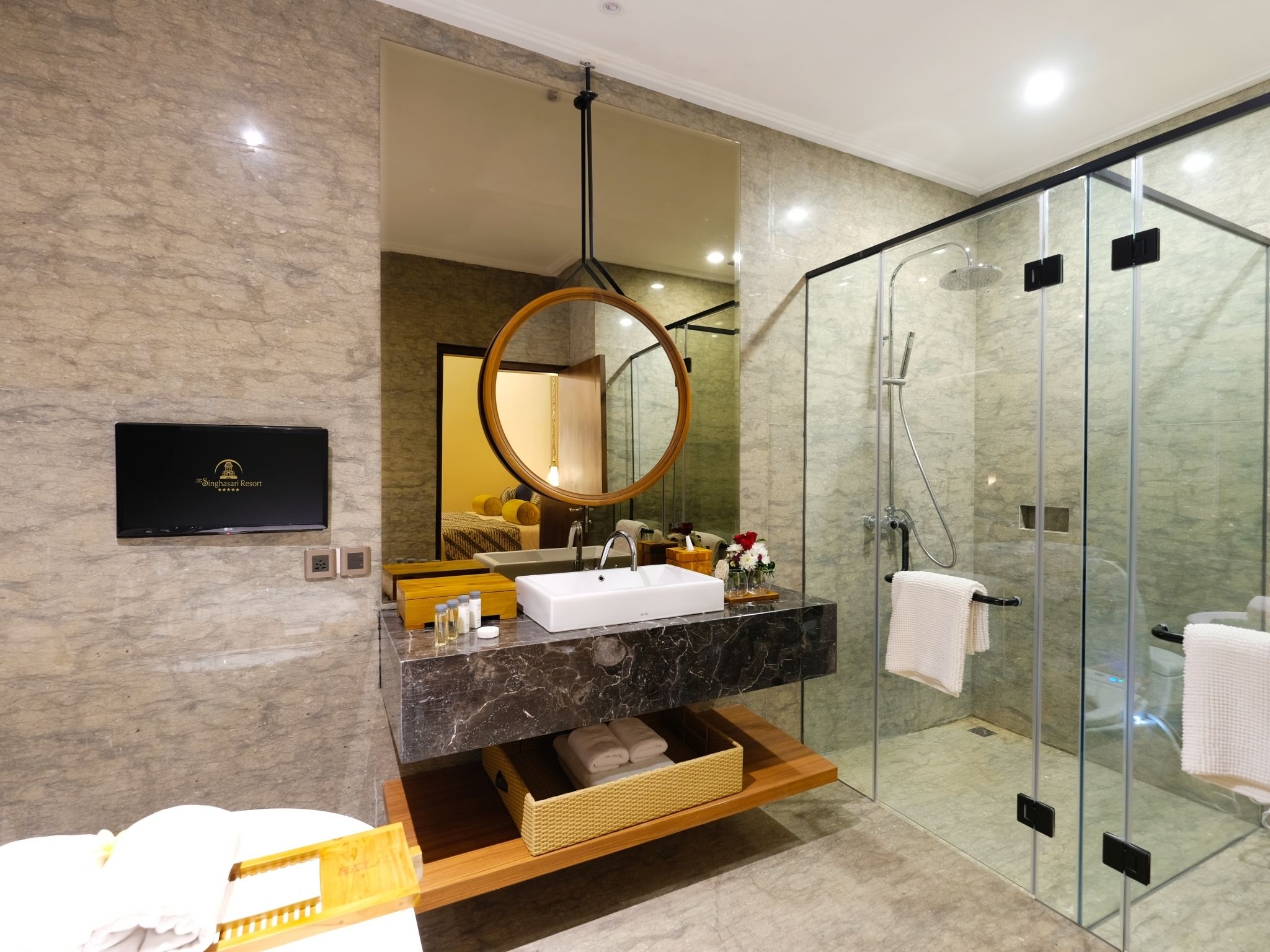 free toiletries, hair dryer, bidet, towels